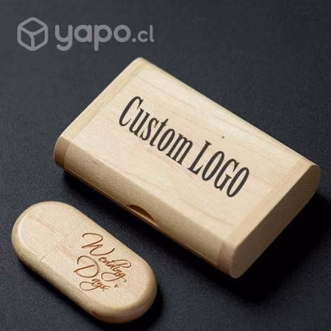 Pendrive 64 Gb Usb Madera Grabable + Estuche