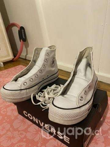Converse de cuero blancas con caña - Imagen 2