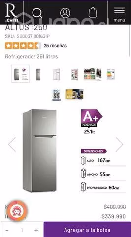 Refrigerador mademsa altus 1250 nuevo con detalle