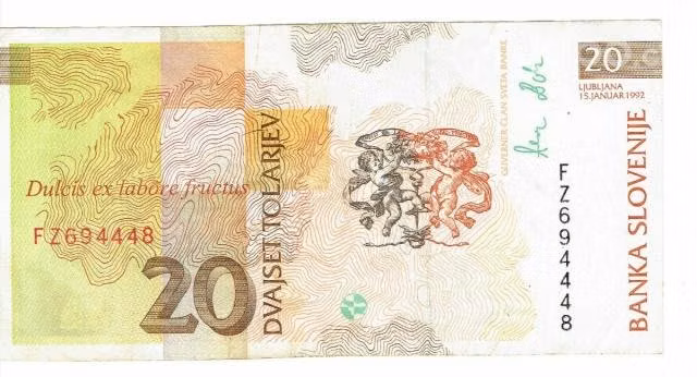Billete de Eslovenia, 20 tolarjev, sin circular