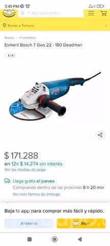 Esmeril, galletero BOSCH angular 7" nuevo sin uso