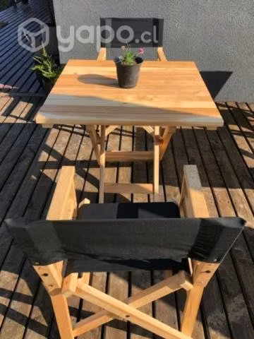 Kit Terraza Madera Nativa, Mesa + 2 sillas plegabl
