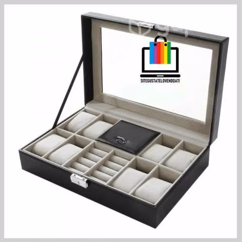 Caja Organizador 8 Reloj, Anillos y Joyero Interio