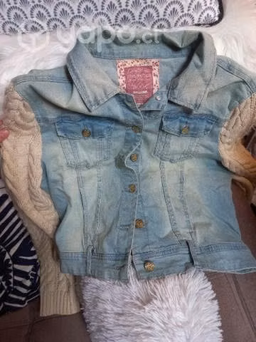 Chaqueta de jeans con mangas de lanita