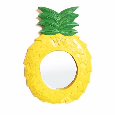 ESPEJO PIÑA MADERA AMARILLO/VERDE 29x42 cm
