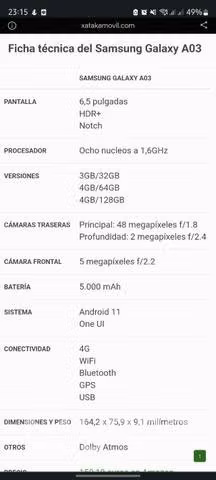 Celular Samsung A03 32Gb negro NUEVO - Imagen 5