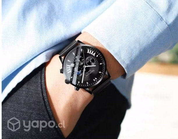 Reloj Hombre lujo acero inoxidable de malla con ca