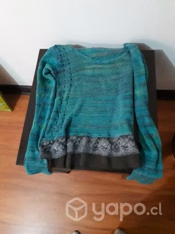 Chaleco verde con celeste