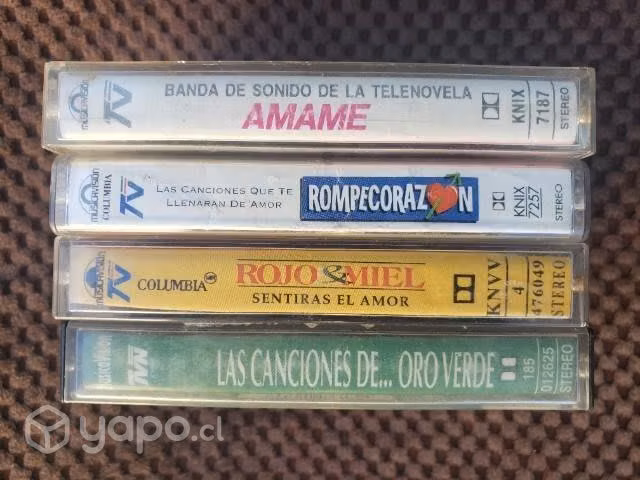 4 cassette originales musica teleseries Chilenas