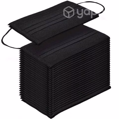 100 cubre bocas desechables color negro - Imagen 2