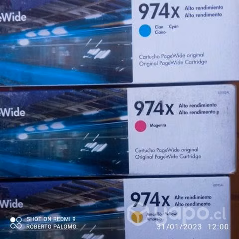 Tintas hp 974xl colores originales de alta
