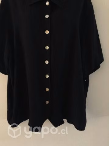 Nueva Camisa Negra Mujer con botones de nacar Mar