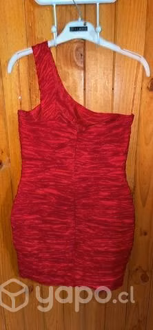 VESTIDO GALA FIESTA Talla S ROJO Modelo asimétrico