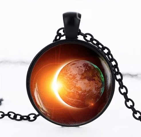 Set astronómico collar eclipse y dos pares de aros - Imagen 2