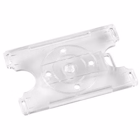 Porta credencial de acrílico con clip giratorio
