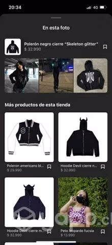 Poleron negro cierre Skeleton glitter Talla L - Imagen 5