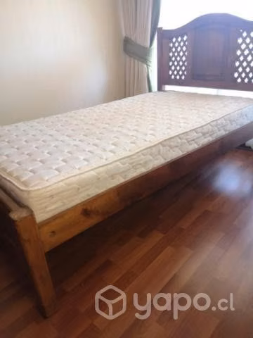 Cama de madera 1.5 plazas más colchón