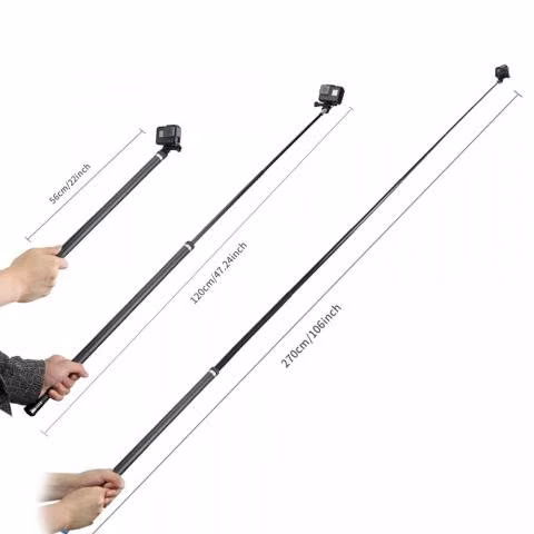 Bastón Selfie 2.7M de fibra de carbono para Gopro