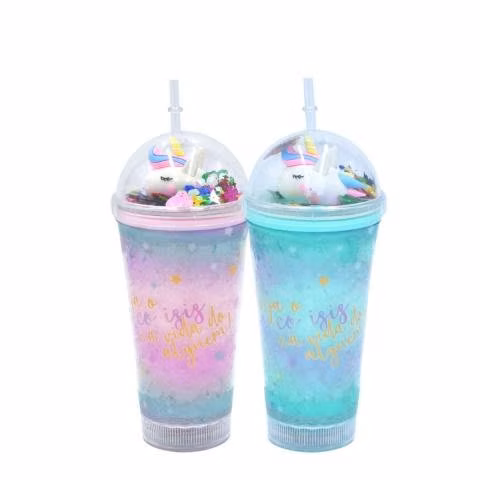 Vaso Con Luz Multicolor Diseño Unicornio Grande GD