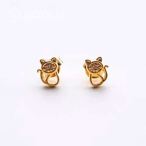 Aros Baño de Oro Gatitos