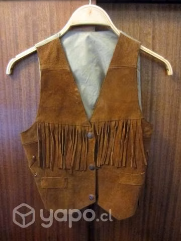 Chaleco de gamuza color café para mujer Talla XS