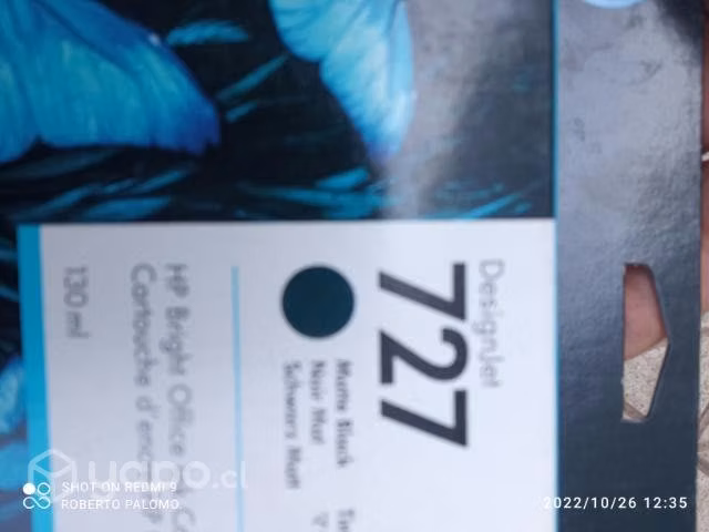 Tinta HP 727 Matte black original de 130ml abrta
