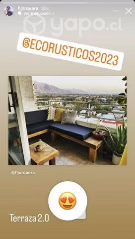 Living de terraza rustico