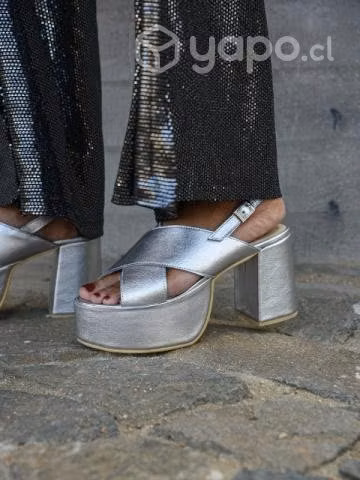 Zapatos Plataforma Plateados N.38