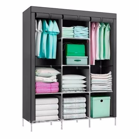 Closet Organizador Armable de Tela Gris 3 Cuerpos