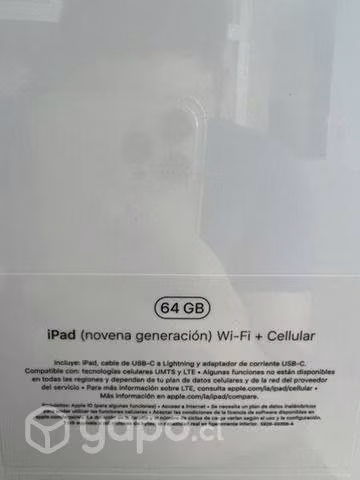 IPad Novena generación wifi + Celular 64GB