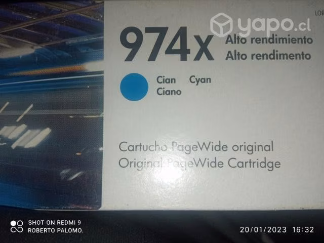 Tinta HP 974xl cyan original de alta