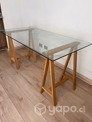 Mesa vidrio madera - Imagen 2