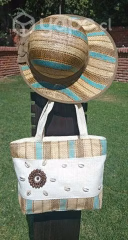 Sombrero y bolso de playa; camping y paseo - Imagen 2