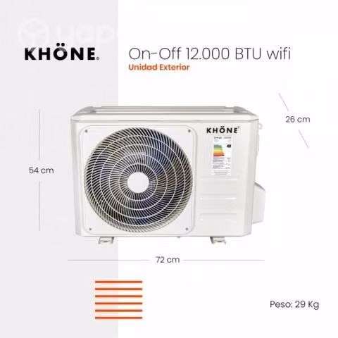 Aire acondicionado khone 12000 btu on off - Imagen 2