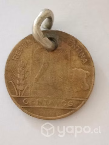Colgante de moneda argentina antigua
