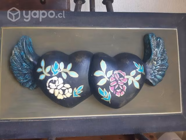 Cuadro corazones mexicanos pintado a mano - Imagen 4