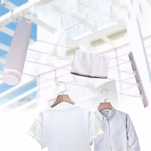 Tendedero Colgador de Ropa 4 Cuerdas Hogar Gris