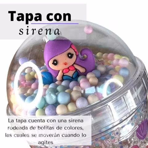 Vaso Con Luz Multicolor Diseño Sirena Pelo Morado - Imagen 3