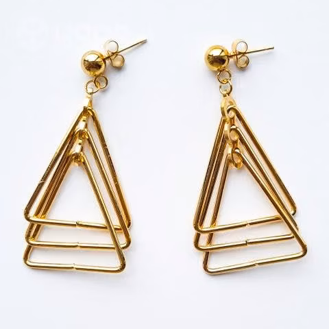 Aros Acero Dorado Tres Triangulos