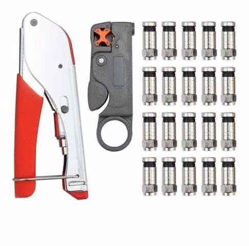 Pack crimpeadora + pelacable coaxial + 20 conector