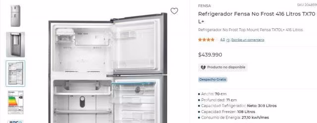 Refrigerador Fensa No Frost 416 Litros