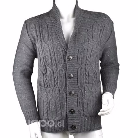Chaleco Tejido Trenzado Gris Oscuro Abotonado GD