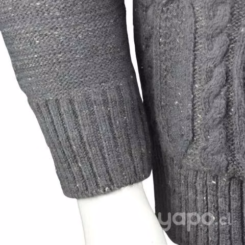 Chaleco Tejido Trenzado Gris Oscuro Abotonado GD