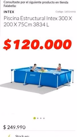 Piscina estructural 300 x 200 x 75 cm