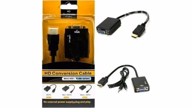 Conversor Adaptador HDMI A VGA Macho Con Audio