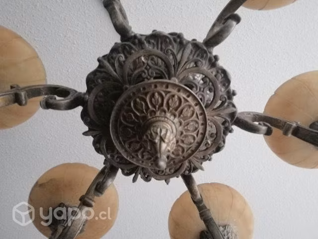 Araña de bronce con alabastros - Imagen 2