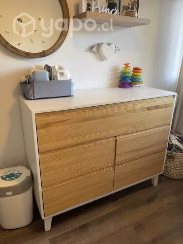 Comoda Madera Blanca con madera clara