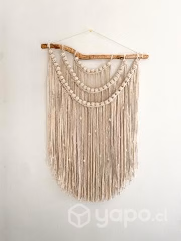 Mural bolitas en macramé