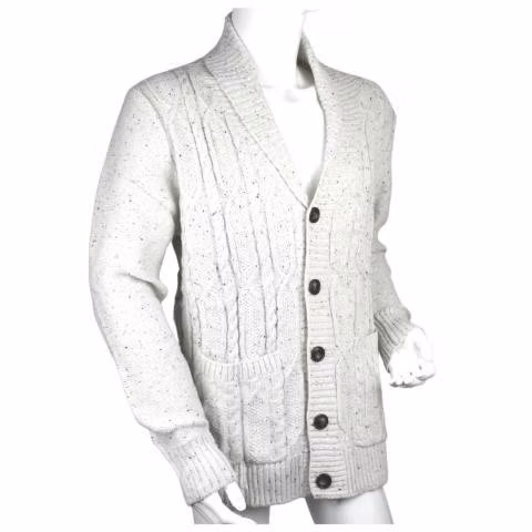 Chaleco Tejido Trenzado Blanco Abotonado GD