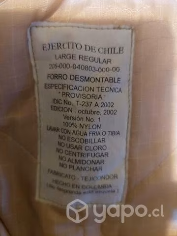 Parca original Ejército de Chile talla XL - Imagen 2